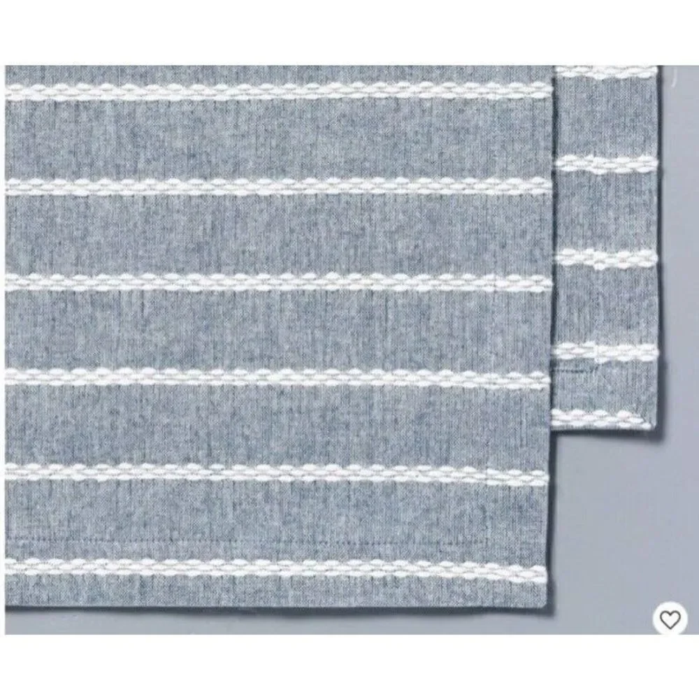 Hearth & Hand™ with Magnolia Blue Stripe Table Runner Dobby Woven Faded Blue New